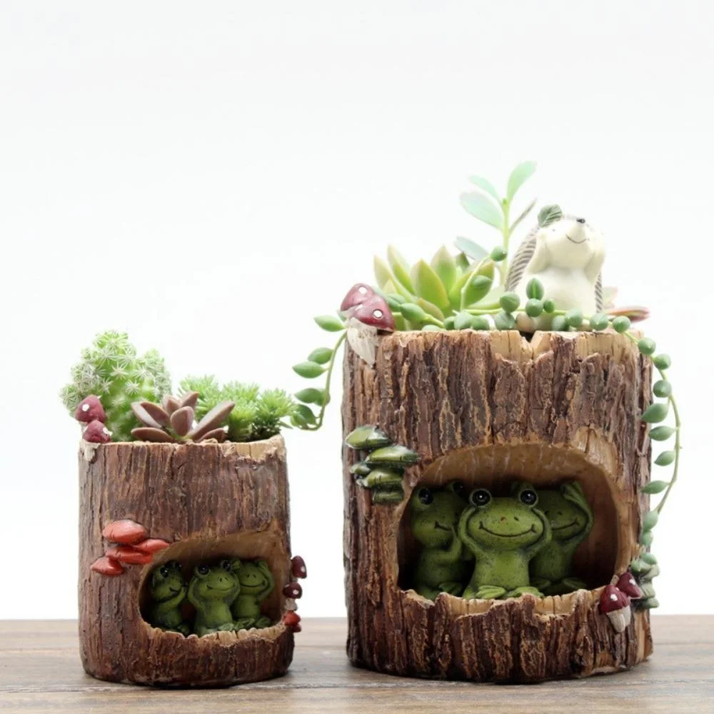 Cute Animal Plant Pot Garden Planting Tools Mini Round Succulent Pot Hedgehog Themed Decorative Micro Animals Landscape Style Bl20501