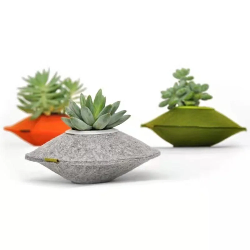 Colorful Modern Flowerpots with Original Shapes Decorative Planters Made of Recycled Material Unusual Planters of 100% Recycled Felt Bl21949