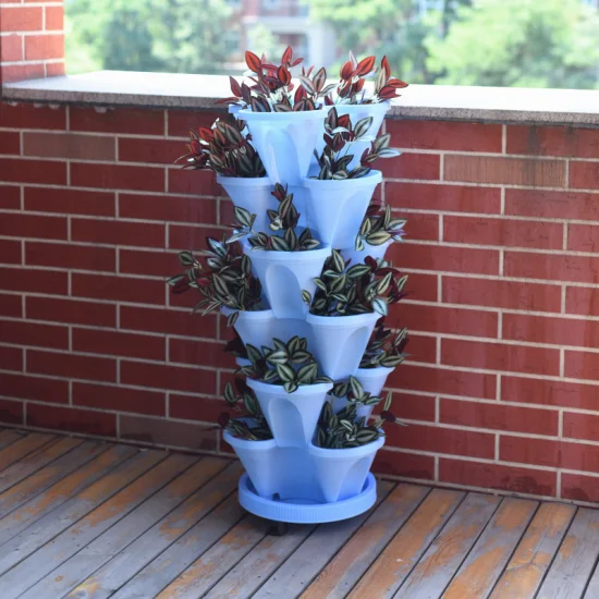 Vaso in PP per fiori vegetali a torre impilabile per piantagione idroponica verticale